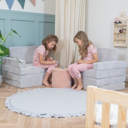 KiddyMoon Foam Sofa for Children Multifunctional Mattress Armchair Kids Foldable  Bed Folding Toddler Couch Chair for Playroom Bedroom Living Room, Light Grey