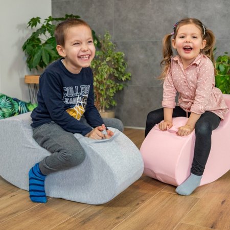 KiddyMoon Foam Soft Seesaw Rocker Ride-On Hopper Bean Bouncy Jumping Playing for Children, Montessori Toy For Kids Made of Foam Certified, Made in The EU, Lightgrey