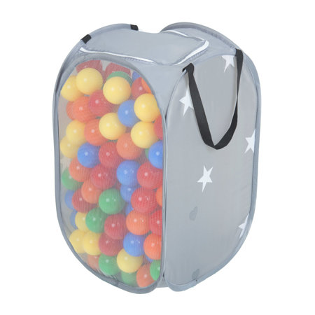 KiddyMoon Kids Balls Set Bin Hamper Storage Mesh Carrying Case, Grey: Yellow/ Green/ Blue/ Red/ Orange