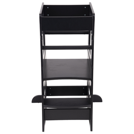 KiddyMoon Kitchen Helper For Kids Step Stool Learning Tower for Children Learning Chair Adjustable Height Level Montessori Furniture, Babies Kitchen Gadgets, ST-003, Black, 91,5x39,3x49,4