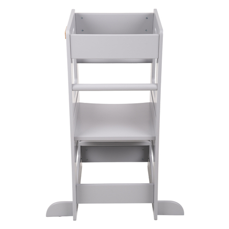 KiddyMoon Kitchen Helper For Kids Step Stool Learning Tower for Children Learning Chair Adjustable Height Level Montessori Furniture, Babies Kitchen Gadgets, ST-003, Grey, 91,5x39,3x49,4