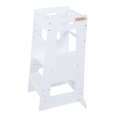 KiddyMoon Kitchen Helper For Kids Step Stool Learning Tower for Children Learning Chair Adjustable Height Level Montessori Furniture, Babies Kitchen Gadgets, ST-003, White