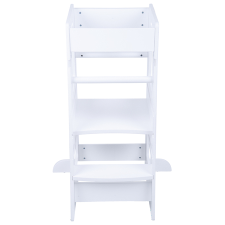 KiddyMoon Kitchen Helper For Kids Step Stool Learning Tower for Children Learning Chair Adjustable Height Level Montessori Furniture, Babies Kitchen Gadgets, ST-003, White