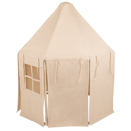 KiddyMoon Play Tent for Kids Pavilion Playhouse Cotton Fabric Indoor Outdoor Use Foldable Design Easy Assembly And Storage Perfect For Play Relaxing And Imaginative Adventures, Natural