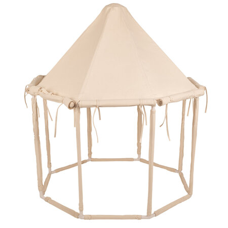 KiddyMoon Play Tent for Kids Pavilion Playhouse Cotton Fabric Indoor Outdoor Use Foldable Design Easy Assembly And Storage Perfect For Play Relaxing And Imaginative Adventures, natural: pastel beige/salmon/white, 100 Balls