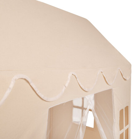 KiddyMoon Playhouse For Kids Foldable Tent Child's Play Cotton Fabric Easy To Assemble Indoor And Outdoor Use With Windows And Doors Encourages Creative Play Compact Storage, natural: pastel beige/salmon/white, 300 Balls