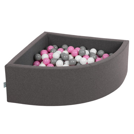 KiddyMoon Soft Ball Pit Quarter Angular 7cm /  2.75In for Kids, Foam Ball Pool Baby Playballs, Made In The EU, Dark Grey: Grey/ White/ Pink
