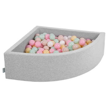 KiddyMoon Soft Ball Pit Quarter Angular 7cm /  2.75In for Kids, Foam Ball Pool Baby Playballs, Made In The EU, Light Grey: Pastel Beige/ Pastel Yellow/ White/ Mint/ Light Pink