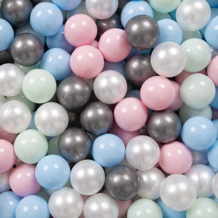 KiddyMoon Soft Ball Pit Quarter Angular 7cm /  2.75In for Kids, Foam Ball Pool Baby Playballs, Made In The EU, Light Grey: Pearl/ Powderpink/ Babyblue/ Mint/ Silver