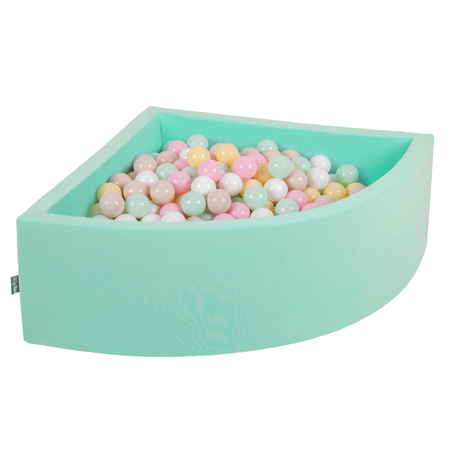 KiddyMoon Soft Ball Pit Quarter Angular 7cm /  2.75In for Kids, Foam Ball Pool Baby Playballs, Made In The EU, Mint: Pastel Beige/ Pastel Yellow/ White/ Mint/ Light Pink