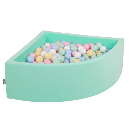 KiddyMoon Soft Ball Pit Quarter Angular 7cm /  2.75In for Kids, Foam Ball Pool Baby Playballs, Made In The EU, Mint:  Pastel Blue/ Pastel Yellow/ White/ Mint/ Light Pink