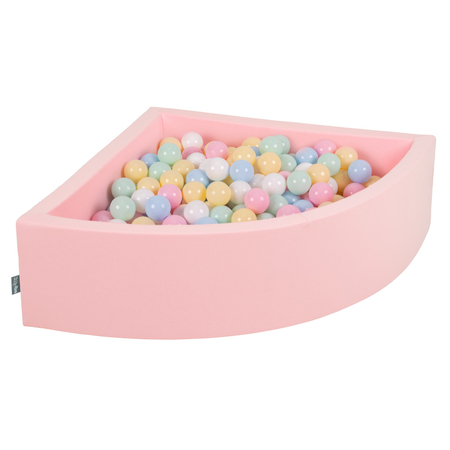 KiddyMoon Soft Ball Pit Quarter Angular 7cm /  2.75In for Kids, Foam Ball Pool Baby Playballs, Made In The EU, Pink: Pastel Blue/ Pastel Yellow/ White/ Mint/ Light Pink