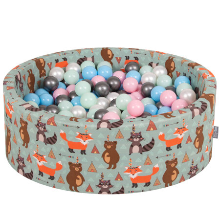 KiddyMoon Soft Ball Pit Round 7Cm /  2.75In For Kids, Foam Ball Pool Baby Playballs Children, Certified  Made In The EU, Fox-Green: Pearl/ Powder Pink/ Babyblue/ Mint/ Silver