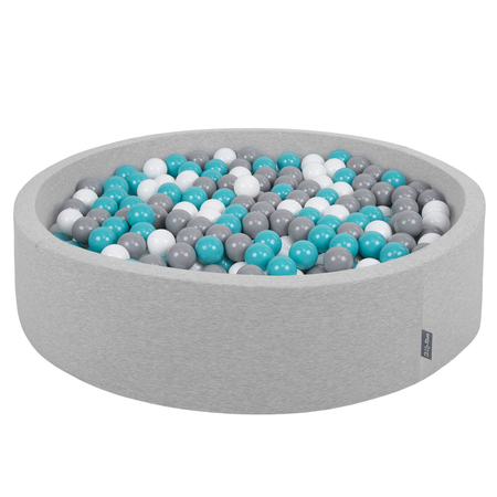 KiddyMoon Soft Ball Pit Round  7Cm /  2.75In For Kids, Foam Ball Pool Baby Playballs Children, Certified  Made In The EU, Light Grey: Grey-White-Turquoise