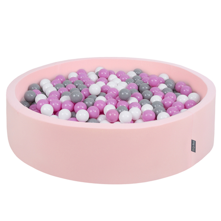 KiddyMoon Soft Ball Pit Round  7Cm /  2.75In For Kids, Foam Ball Pool Baby Playballs Children, Certified  Made In The EU, Pink: Grey-White-Pink