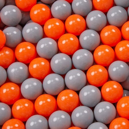 KiddyMoon Soft Ball Pit Round 7Cm /  2.75In For Kids, Foam Ball Pool Baby Playballs Children, Made In The EU, Fox-Green: Orange/ Grey