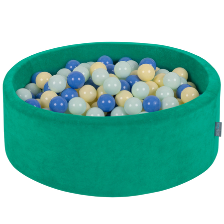 KiddyMoon Soft Ball Pit Round 7cm /  2.75In for Kids, Foam Velvet Ball Pool Baby Playballs, Agave Green: Pastel Yellow/ Blue/ Mint