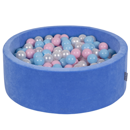 KiddyMoon Soft Ball Pit Round 7cm /  2.75In for Kids, Foam Velvet Ball Pool Baby Playballs, Blueberry Blue: Babyblue/ Light Pink/ Pearl