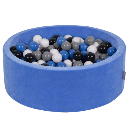 KiddyMoon Soft Ball Pit Round 7cm /  2.75In for Kids, Foam Velvet Ball Pool Baby Playballs, Blueberry Blue: Grey/ White/ Blue/ Black