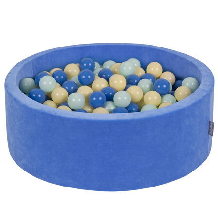 KiddyMoon Soft Ball Pit Round 7cm /  2.75In for Kids, Foam Velvet Ball Pool Baby Playballs, Blueberry Blue: Pastel Yellow/ Blue/ Mint