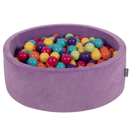 KiddyMoon Soft Ball Pit Round 7cm /  2.75In for Kids, Foam Velvet Ball Pool Baby Playballs, Lavender Purple: Light Green/ Yellow/ Turquoise/ Orange/ Dark Pink/ Purple