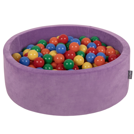 KiddyMoon Soft Ball Pit Round 7cm /  2.75In for Kids, Foam Velvet Ball Pool Baby Playballs, Lavender Purple: Yellow/ Green/ Blue/ Red/ Orange