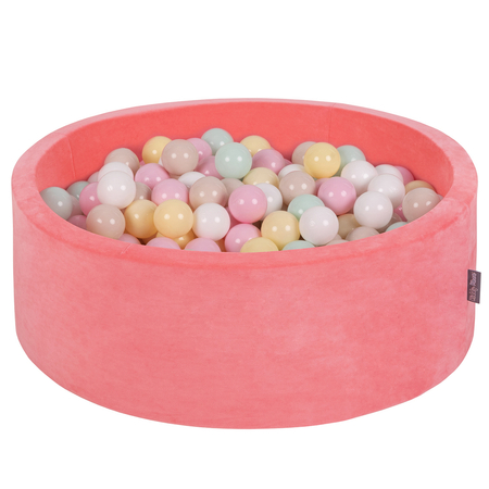 KiddyMoon Soft Ball Pit Round 7cm /  2.75In for Kids, Foam Velvet Ball Pool Baby Playballs, Watermelon Pink: Pastel Beige/ Pastel Yellow/ White/ Mint/ Light Pink