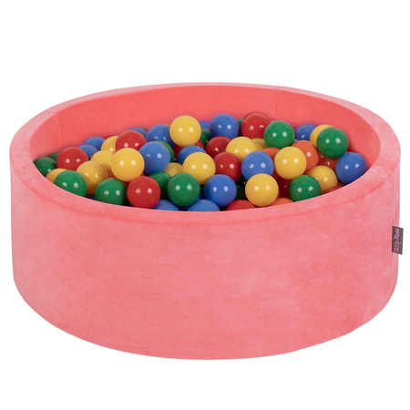 KiddyMoon Soft Ball Pit Round 7cm /  2.75In for Kids, Foam Velvet Ball Pool Baby Playballs, Watermelon Pink: Yellow/ Green/ Blue/ Red/ Orange