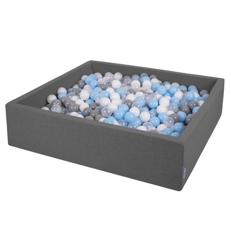KiddyMoon Soft Ball Pit Square  7Cm /  2.75In For Kids, Foam Ball Pool Baby Playballs Children, Certified  Made In The EU, Dark Grey: Grey/ White/ Transparent/ Babyblue