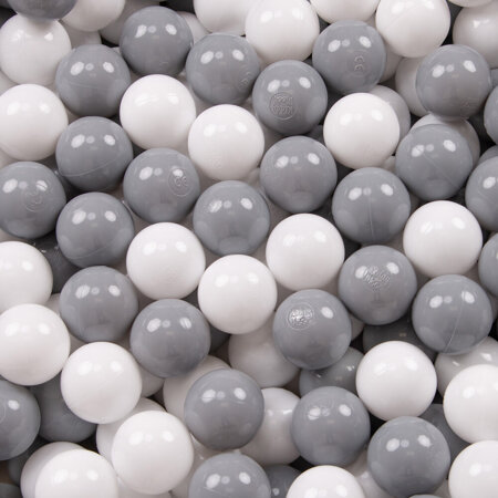 KiddyMoon Soft Ball Pit Square  ∅ 7Cm / 2.75In For Kids, Foam Ball Pool Baby Playballs Children, Made In The EU, light grey:white-grey, 120x30cm/200 balls