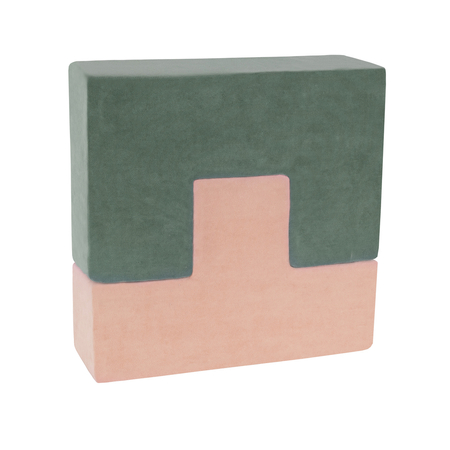 KiddyMoon Soft Foam Cubes with Velvet Cover Building Blocks for Children , Laguna Blue-Forest Green-Desert Pink-Ice Blue