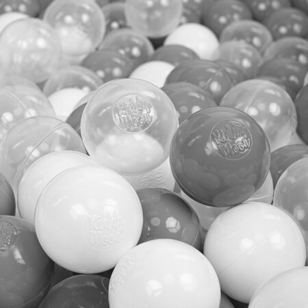KiddyMoon Soft Plastic Play Balls 6cm /  2.36 Multi Colour Made in EU, White/ Grey/ Transparent