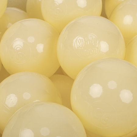 KiddyMoon Soft Plastic Play Balls 7cm/ 2.75in Mono-colour certified Made in EU, Pastel Yellow