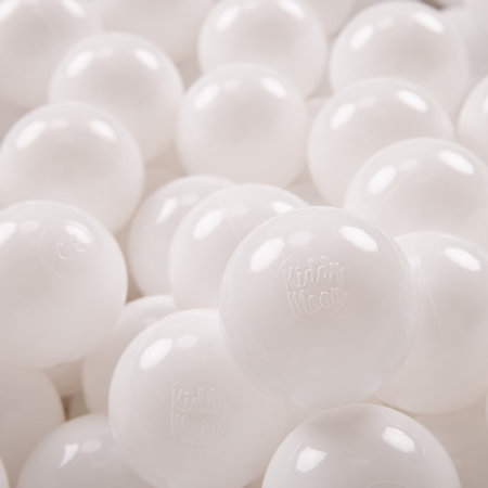 KiddyMoon Soft Plastic Play Balls 7cm/ 2.75in Mono-colour certified, White
