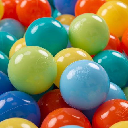 KiddyMoon Soft Plastic Play Balls 7cm/ 2.75in Multi-colour Certified, Light Green/ Orange/ Turquoise/ Blue/ Babyblue/ Yellow