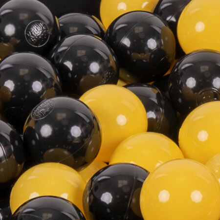 KiddyMoon Soft Plastic Play Balls ∅ 7cm/2.75in Multi-colour Made in EU, black-yellow, 50 Balls/7cm-2.75in