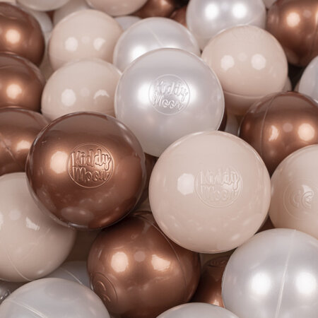 KiddyMoon Soft Plastic Play Balls ∅ 7cm/2.75in Multi-colour Made in EU, pastel beige-copper-pearl, 200 Balls/7cm-2.75in