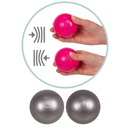 KiddyMoon Soft Plastic Play Balls ∅ 7cm/2.75in Multi-colour Made in EU, pearl-gray-pink, 200 Balls/7cm-2.75in