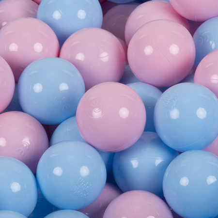 KiddyMoon Soft Plastic Play Balls ∅ 7cm/2.75in Multi-colour Made in EU, powder pink-babyblue, 100 Balls/7cm-2.75in