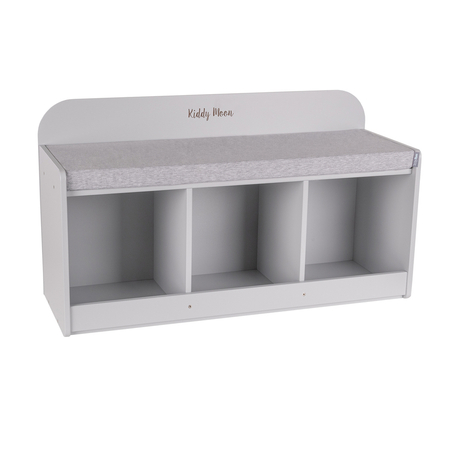 KiddyMoon Storage Bench for Kids with Foam Children Multifunctional Toy Furniture Sitting Playroom, Grey/ Light Grey