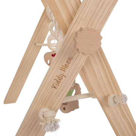 KiddyMoon Wooden Baby Gym for Newborns with Play Mat BT-001, Natural