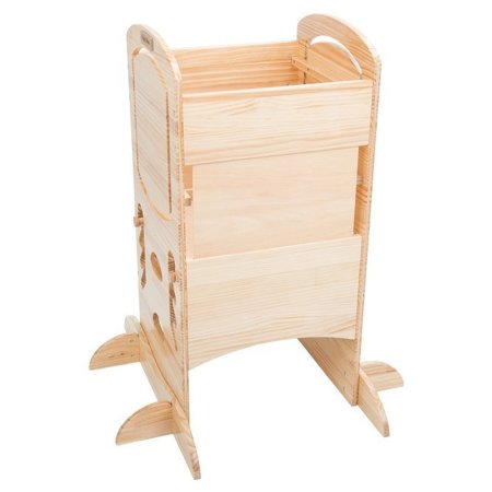 KiddyMoon Wooden Kitchen Helper Step Stool for Kids Toddlers ST-002,  Natural Wood