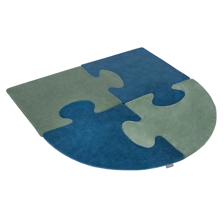 KiddyMoon soft foam puzzle set for children 4pcs, Forest Green/Ice Blue