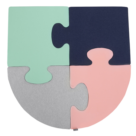 KiddyMoon soft foam puzzle set for children 4pcs, Pink/ Mint/ Light Grey/ Dark Blue