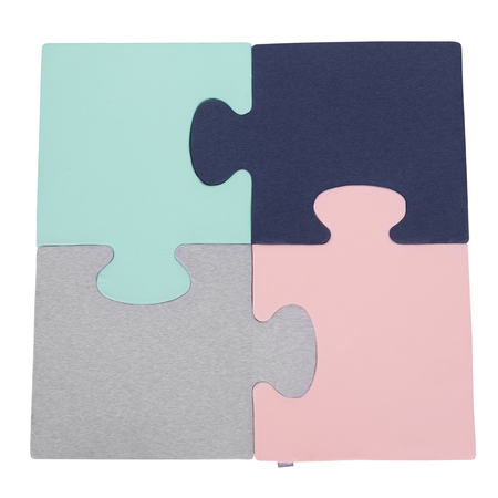 KiddyMoon soft foam puzzle set for children 4pcs, Pink/Mint/Light Grey/Dark Blue