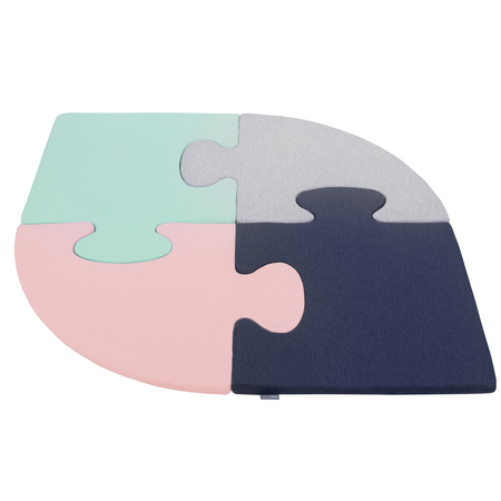 KiddyMoon soft foam puzzle set for children 4pcs, Pink/Mint/Light Grey/Dark Blue