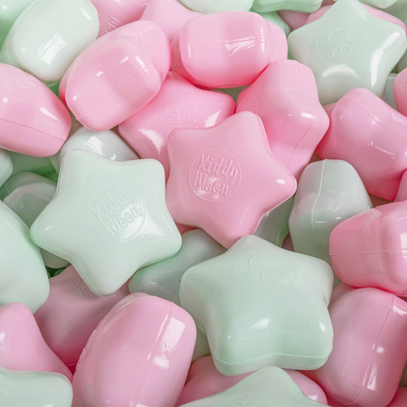KiddyMoon soft plastic star-shaped colourful star balls for kids, Light Pink/ Mint