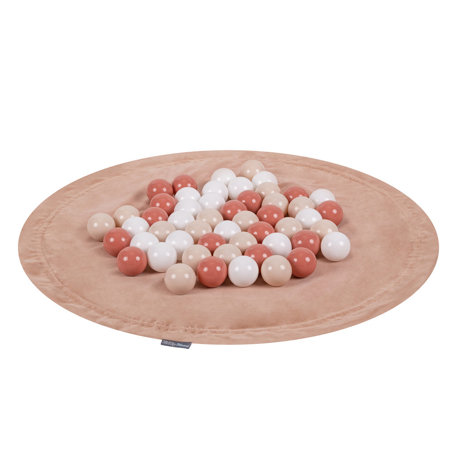 KiddyMoon velvet play mat and bag 2in1 for kids, Desert Pink: Pastel Beige/ Salmon Pink/ White