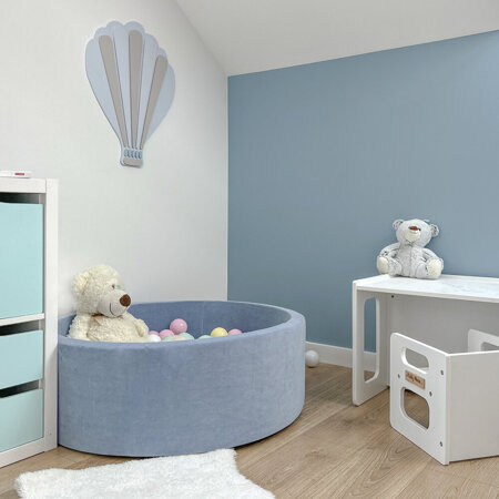 KiddyMoon wall decor kids room nursery wood mdf multiple shapes 3D, Balloon:  Blue/ Grey