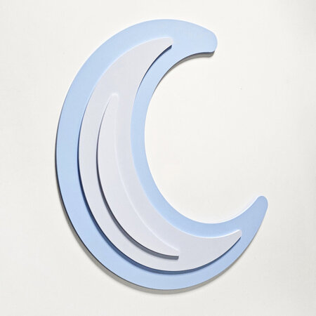 KiddyMoon wall decor kids room nursery wood mdf multiple shapes 3D, Crescent:  Blue/ Grey